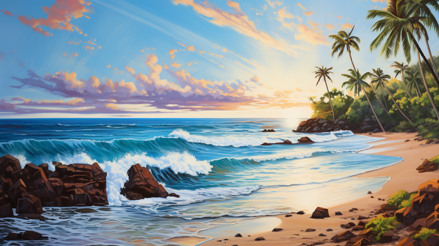 Serene beach painting artwork