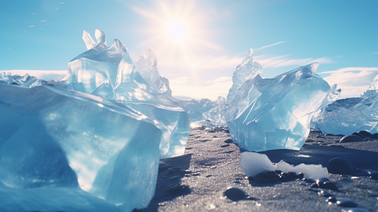 Beautiful beach reef with ocean icebergs