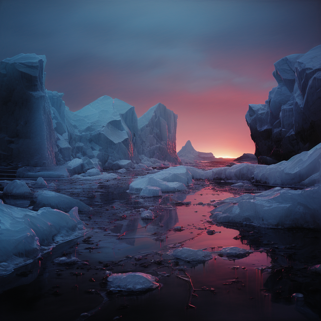 Mesmerizing Beach Reef Ocean Icebergs Scene