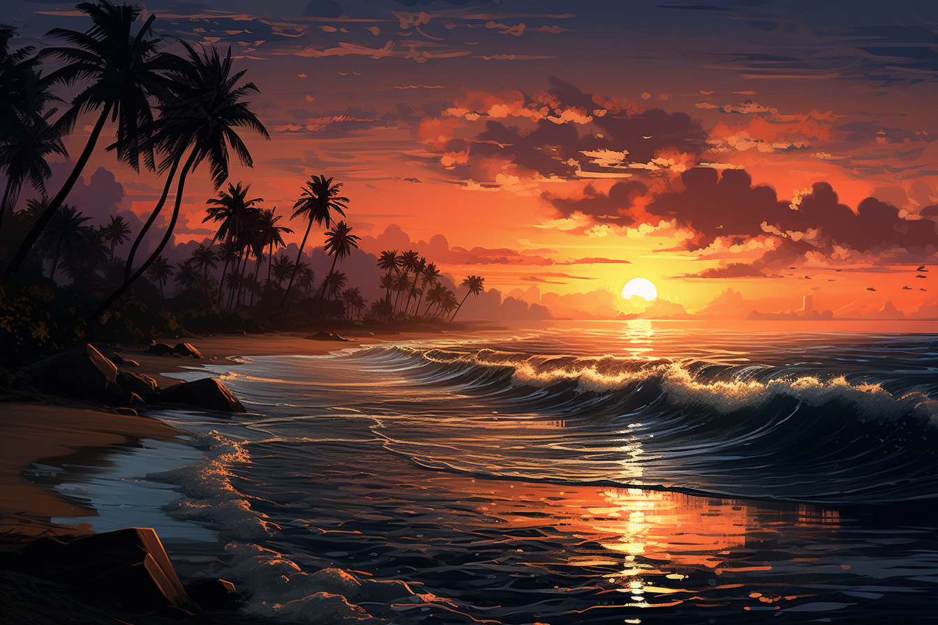 Beautiful beach sunset scenery