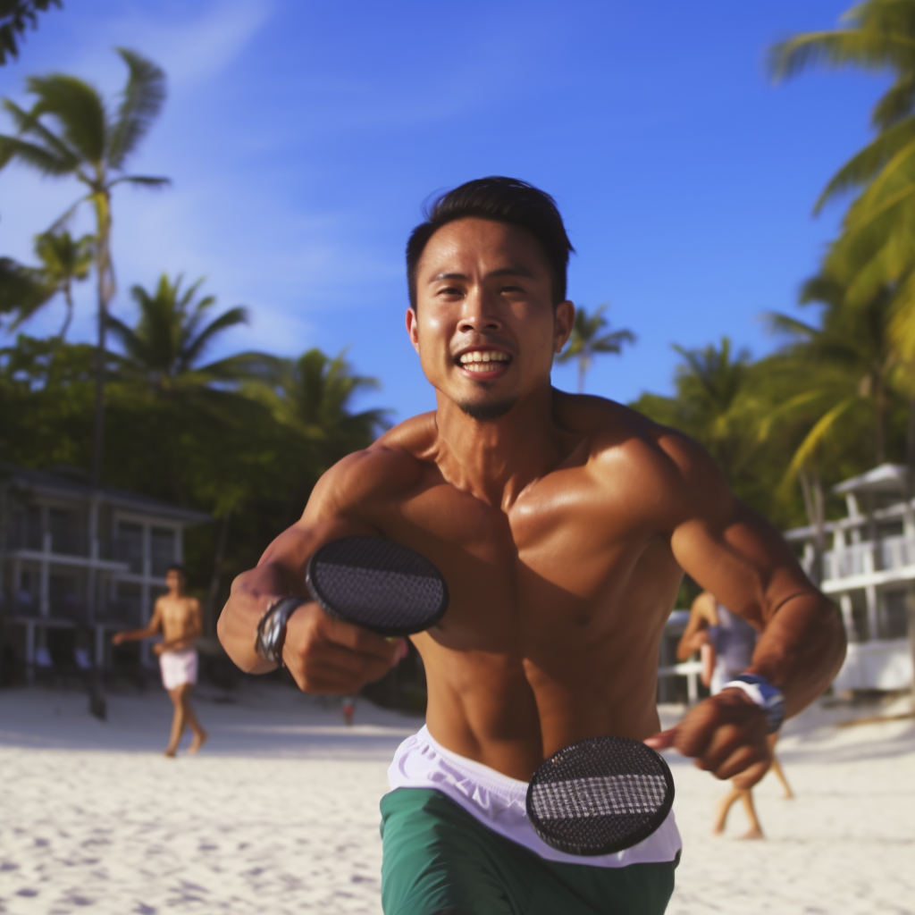 men playing beach tennis in Boracay