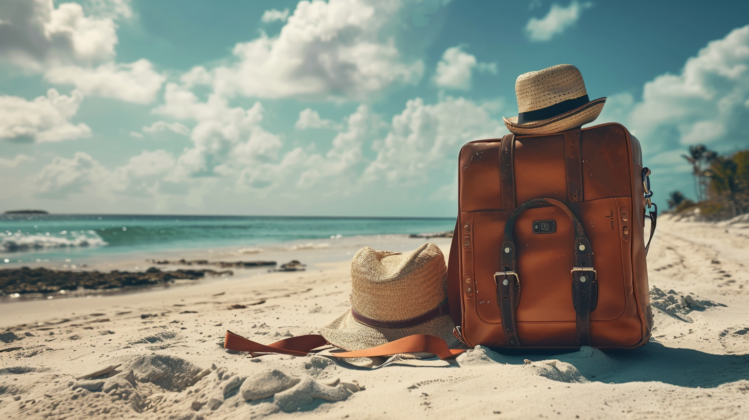 Travel bags on beach image