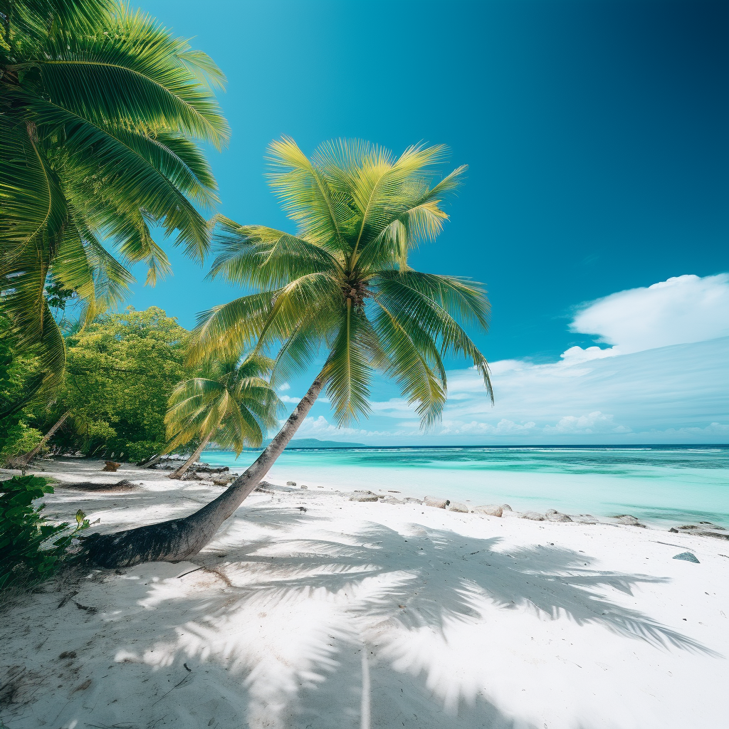 Green Young Coconut on White Beach