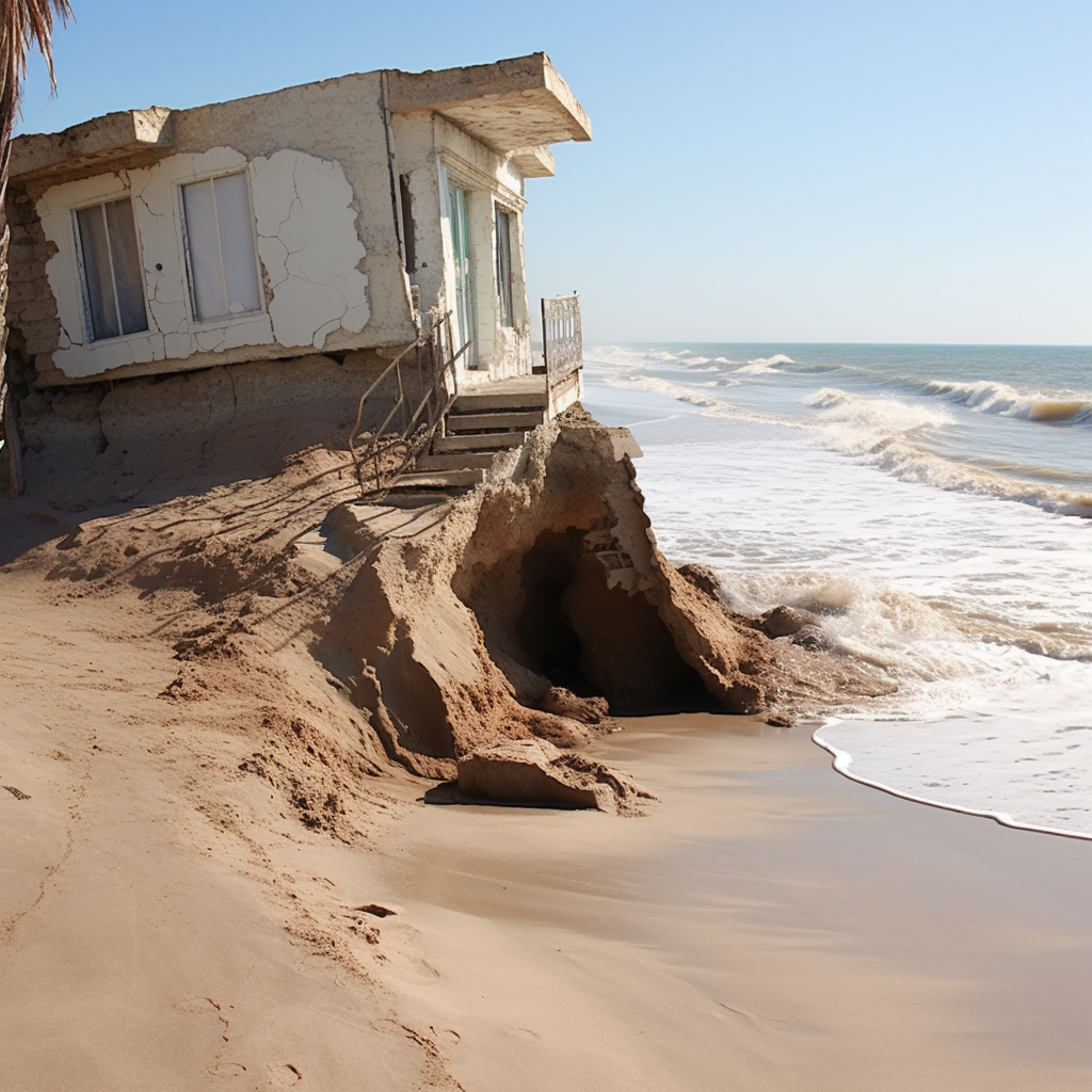 Tidal erosion at beach front