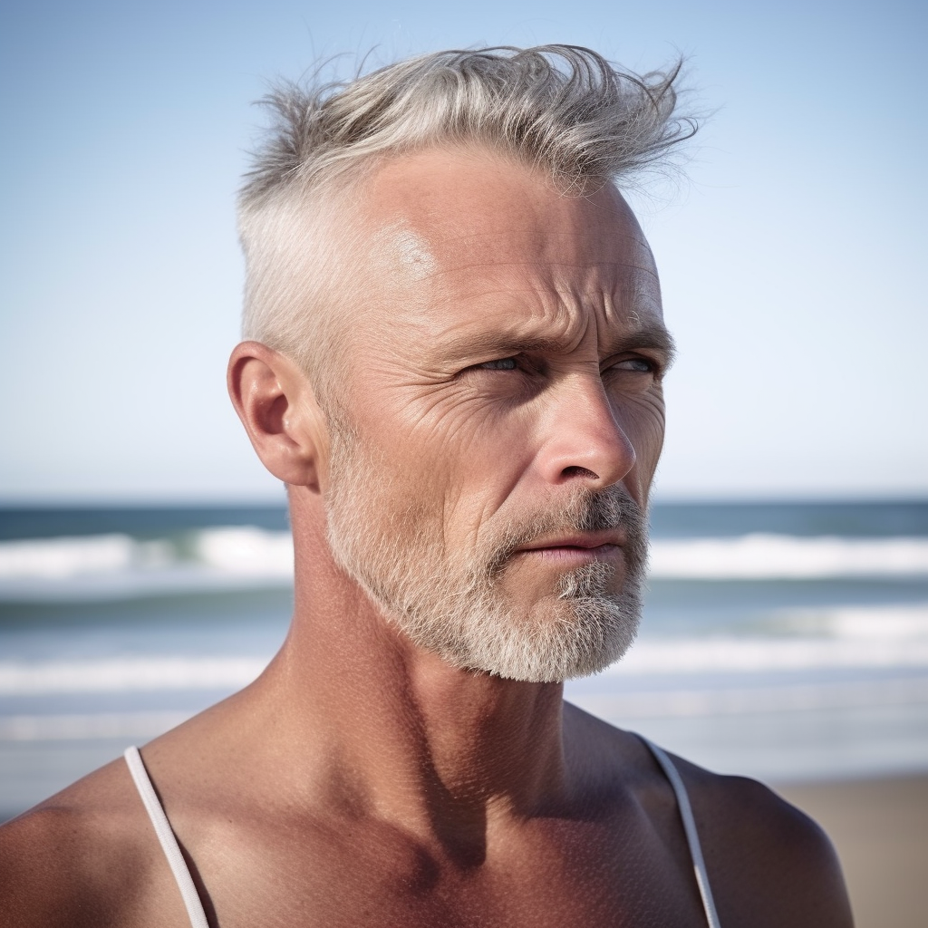 55-year-old man at beach