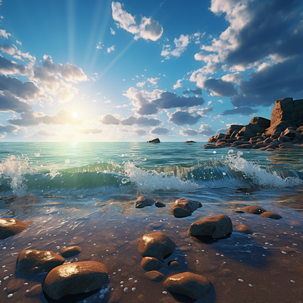 Breathtaking beach scenery with ocean and sky