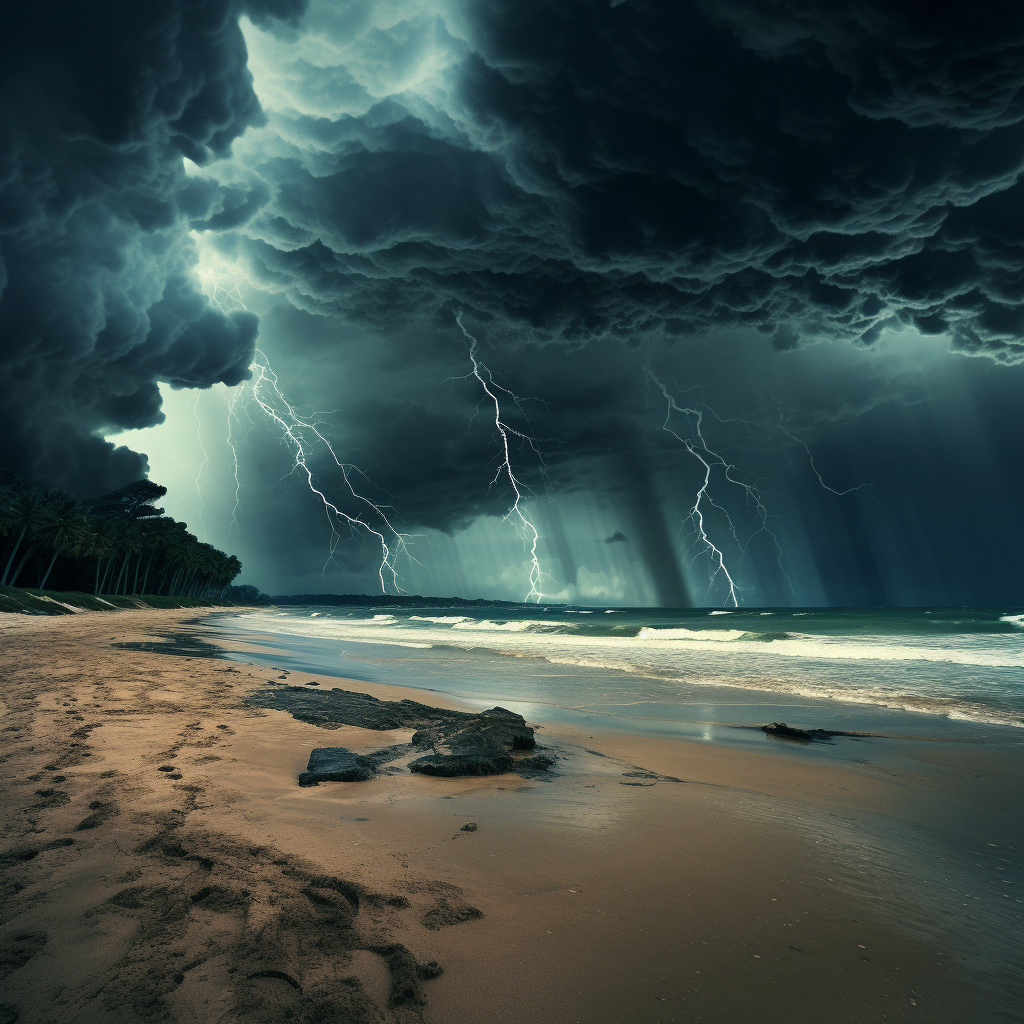 Scenic Beach with Calm Sky and Approaching Storm