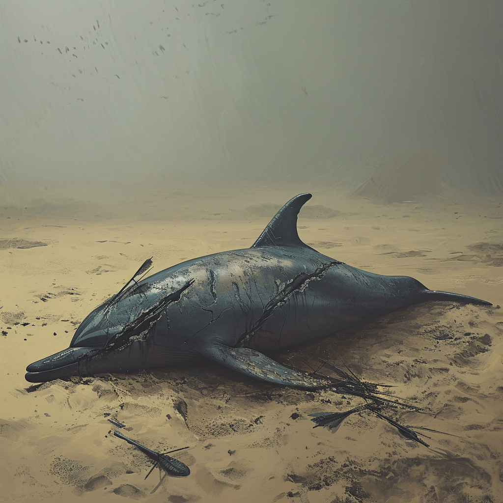 Beached Dolphin with Arrowheads