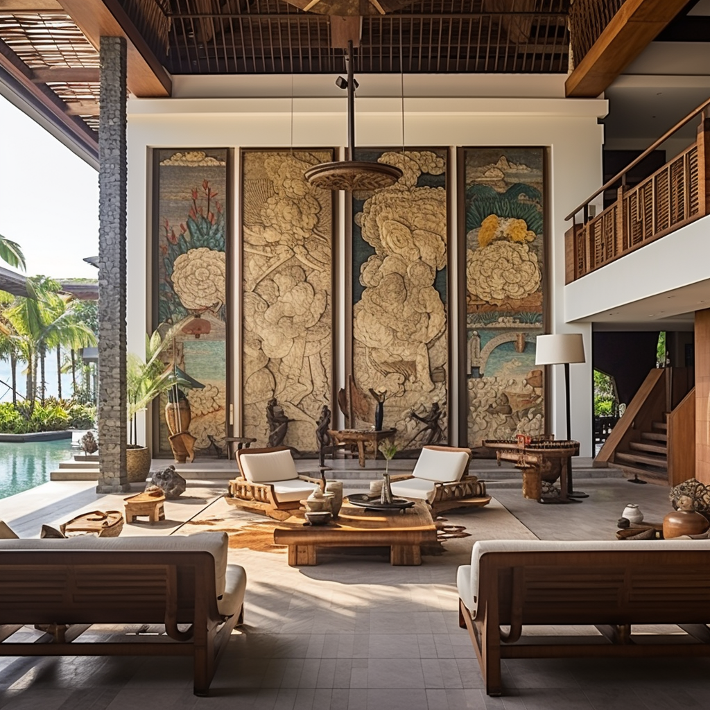 Elegant interior with Balinese art