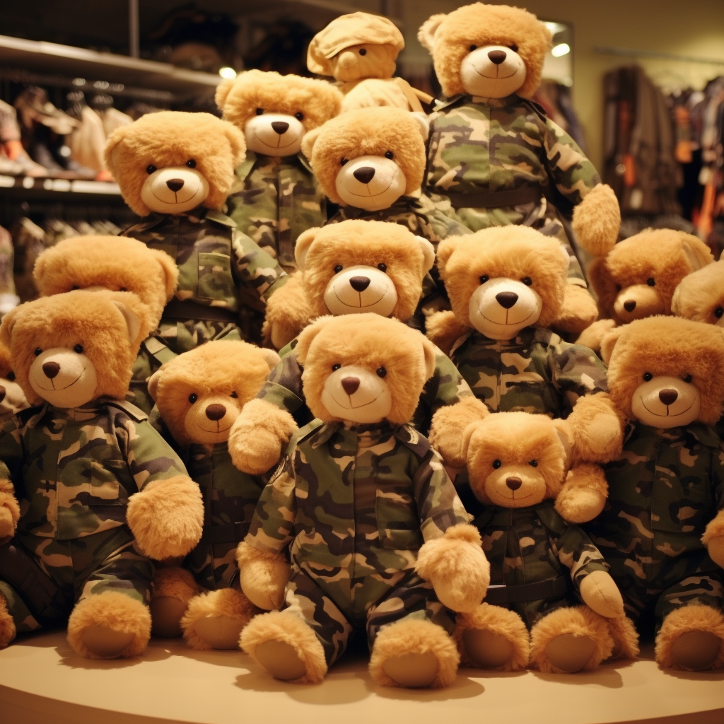 Group of bear soldiers marching