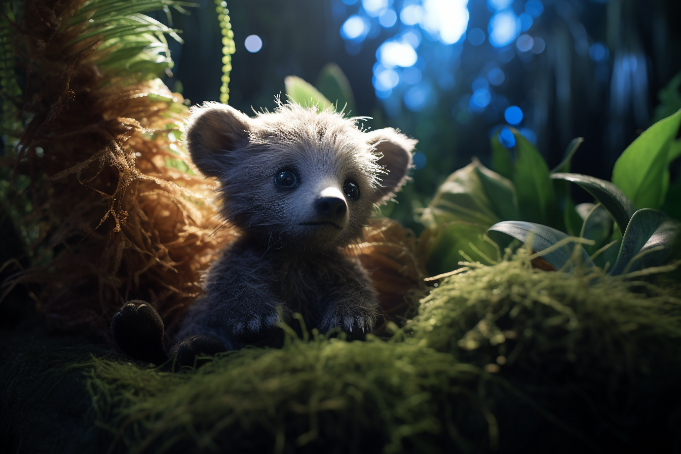 Adorable Bear Cub in Forest