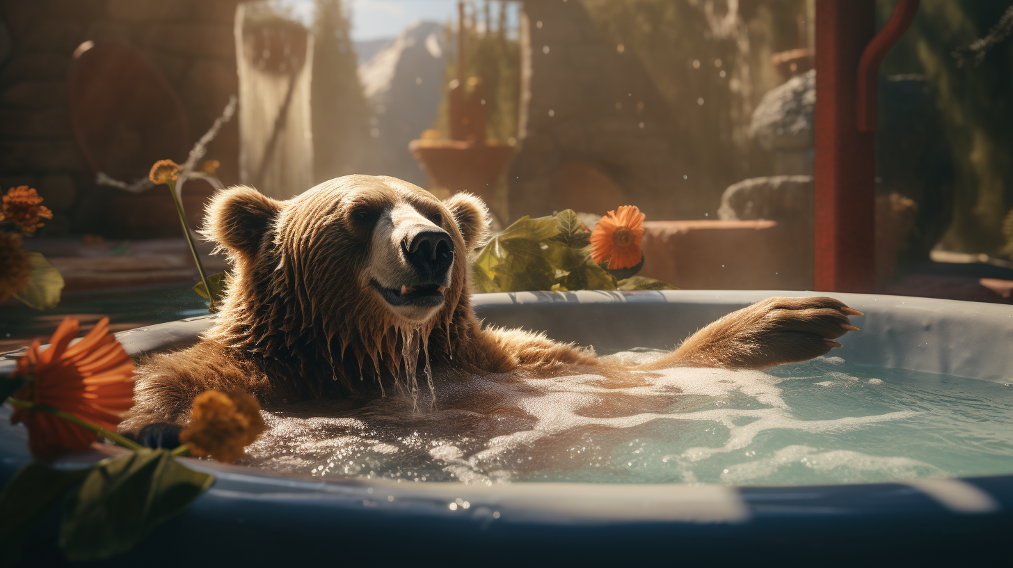 Bear enjoying jacuzzi in professional photography