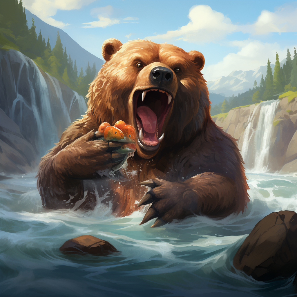 Bear enjoying a fresh salmon catch