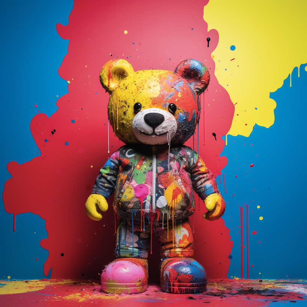 Colorful bear doll stand without face