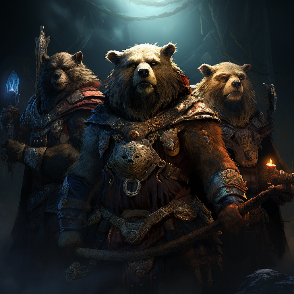 Anthropomorphic bear headhunters in mystic squad