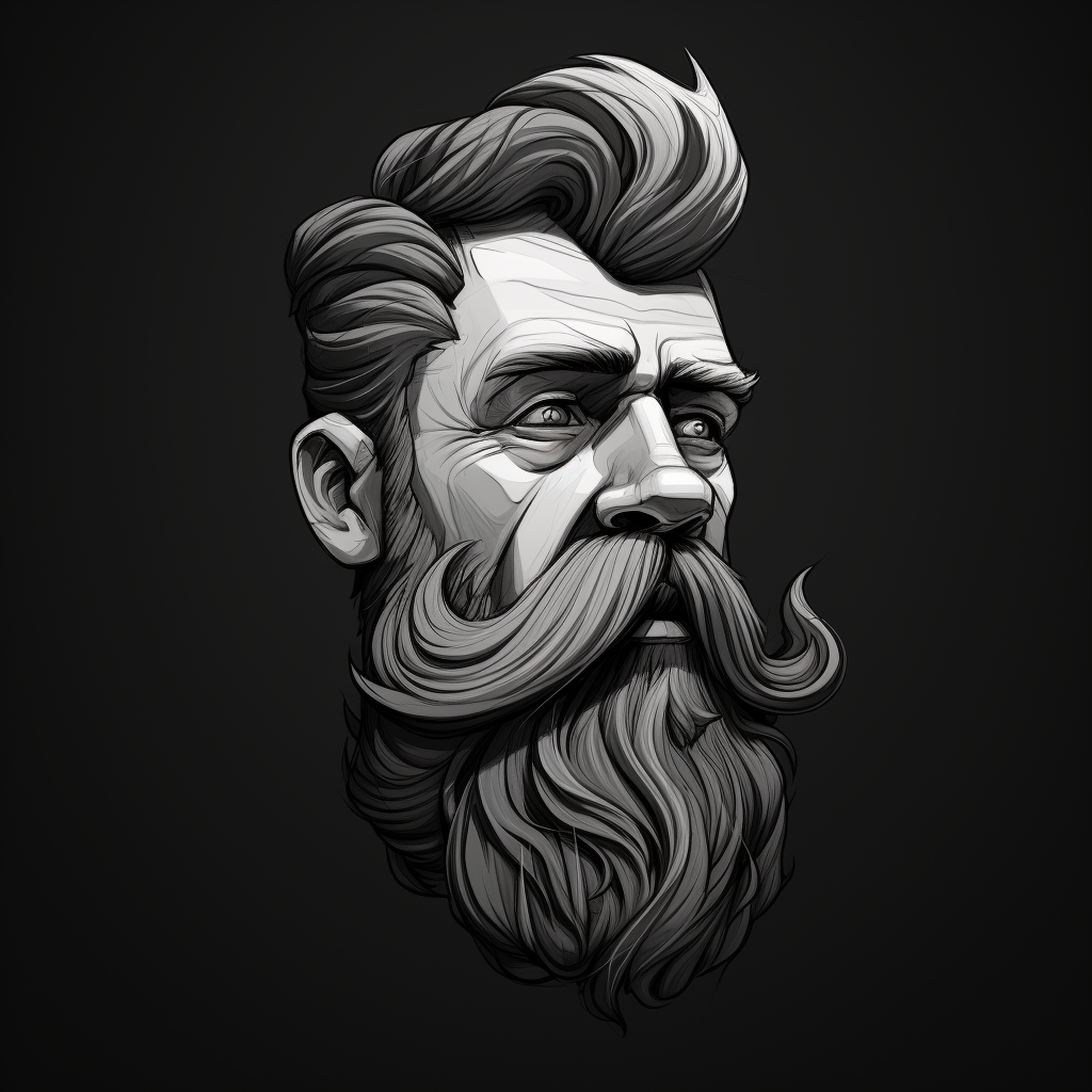 Beard Square Jaw Logo Design in 2D