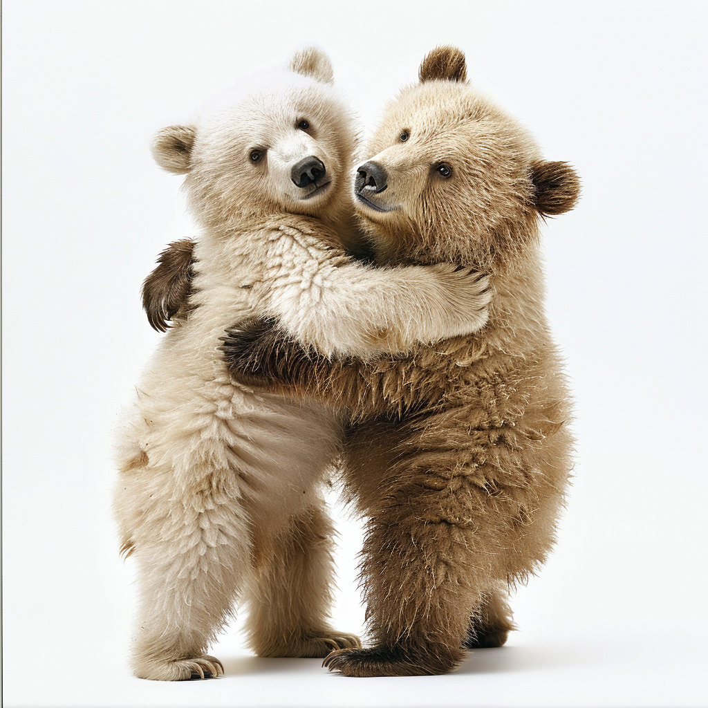 Two bears playfully interacting