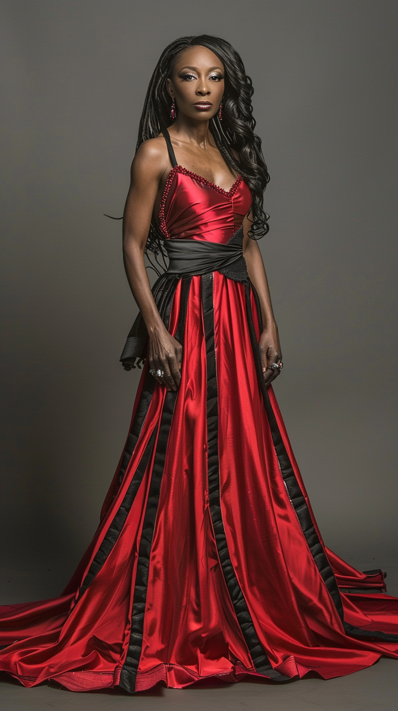 African American Queen in Red Dress