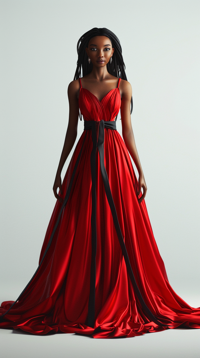 African American princess in red dress