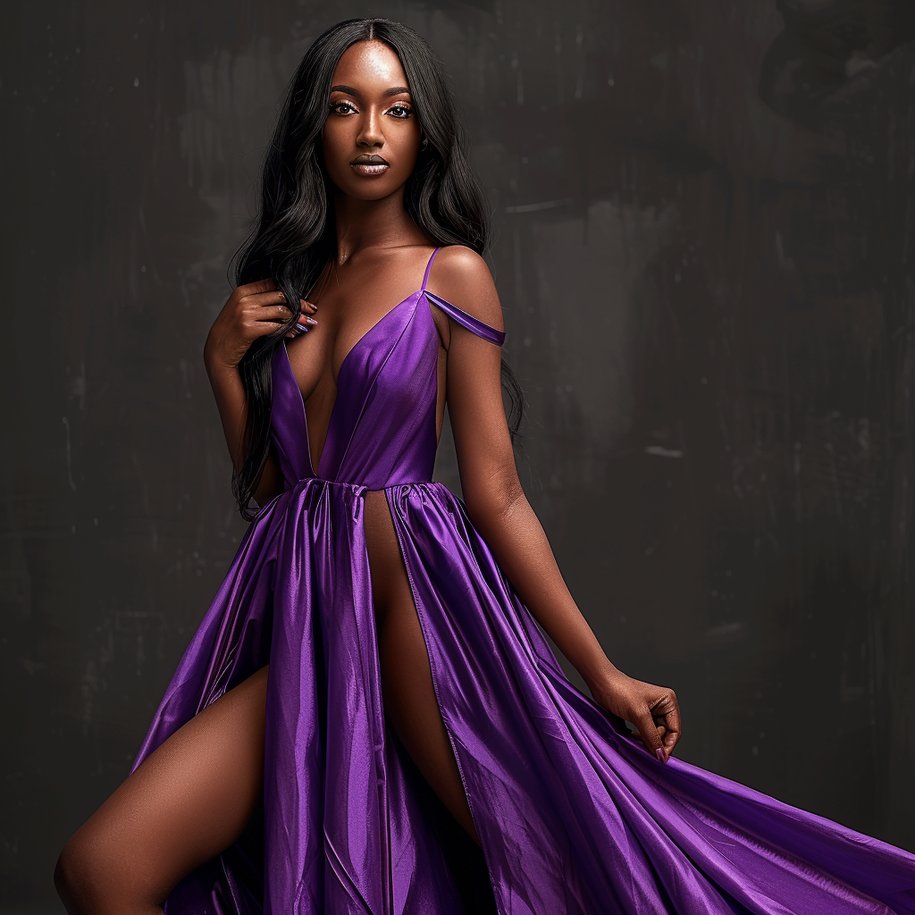 African American woman in purple dress