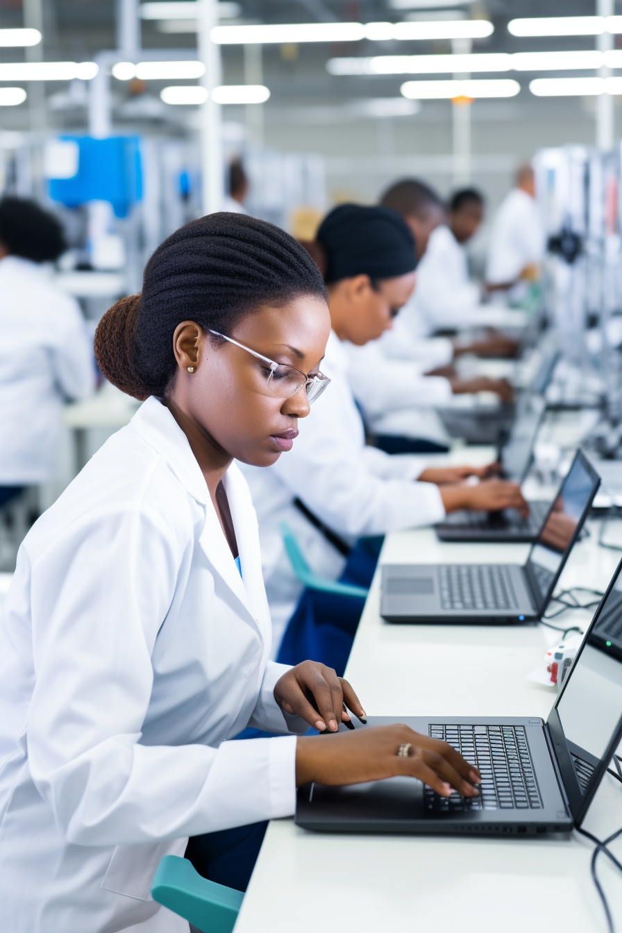 Young African Scientists with Branded Computers