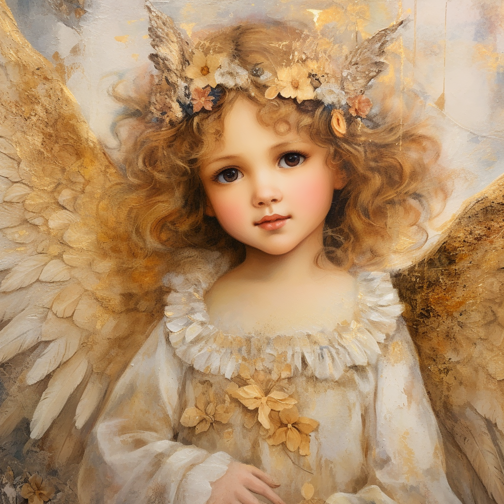 Beautiful Angel Child Close-up with Wings