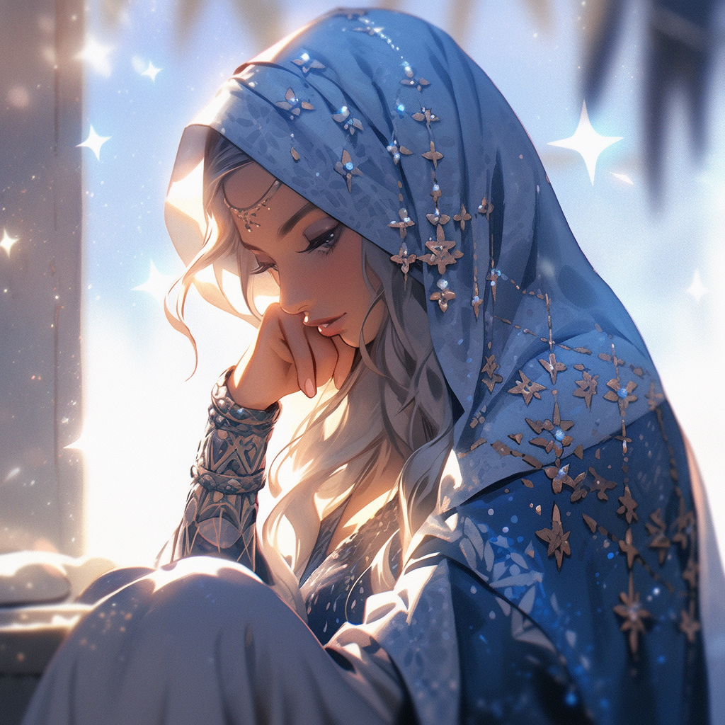 Gorgeous Arabic woman surrounded by winter magic