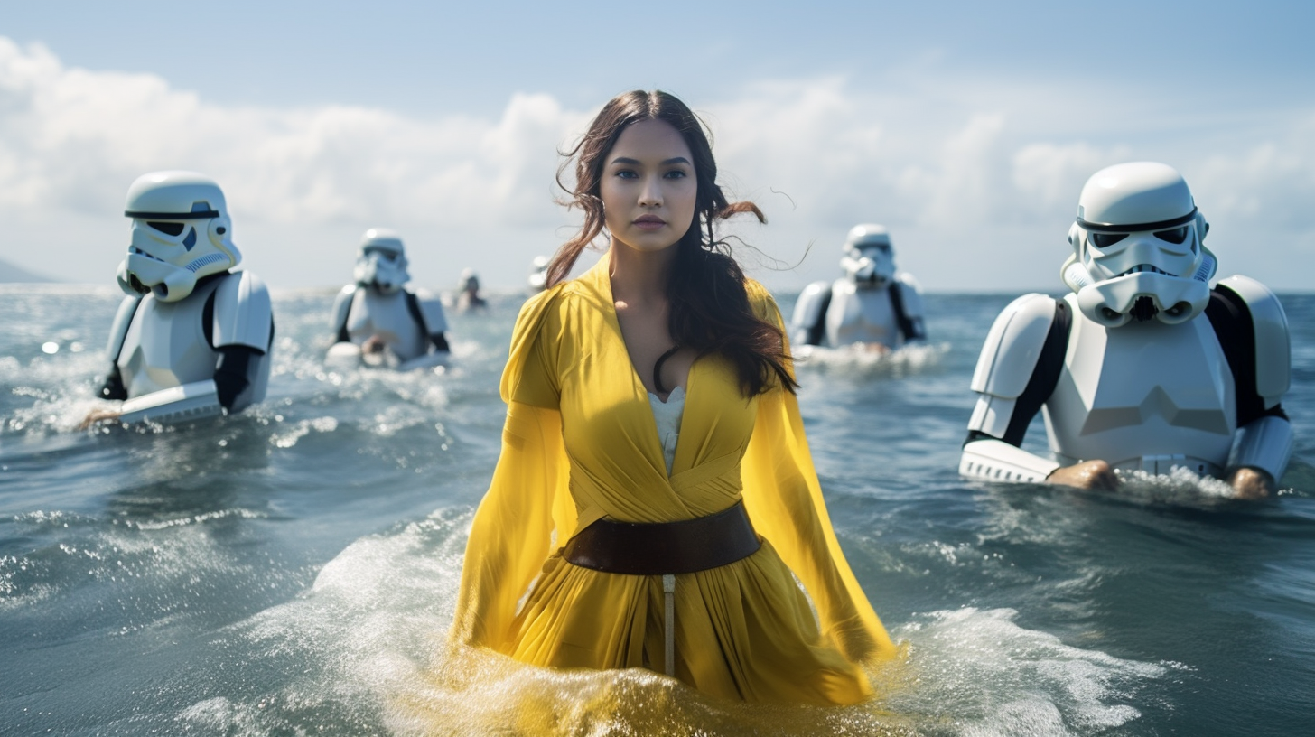 Beautiful Asian Model in Yellow Dress