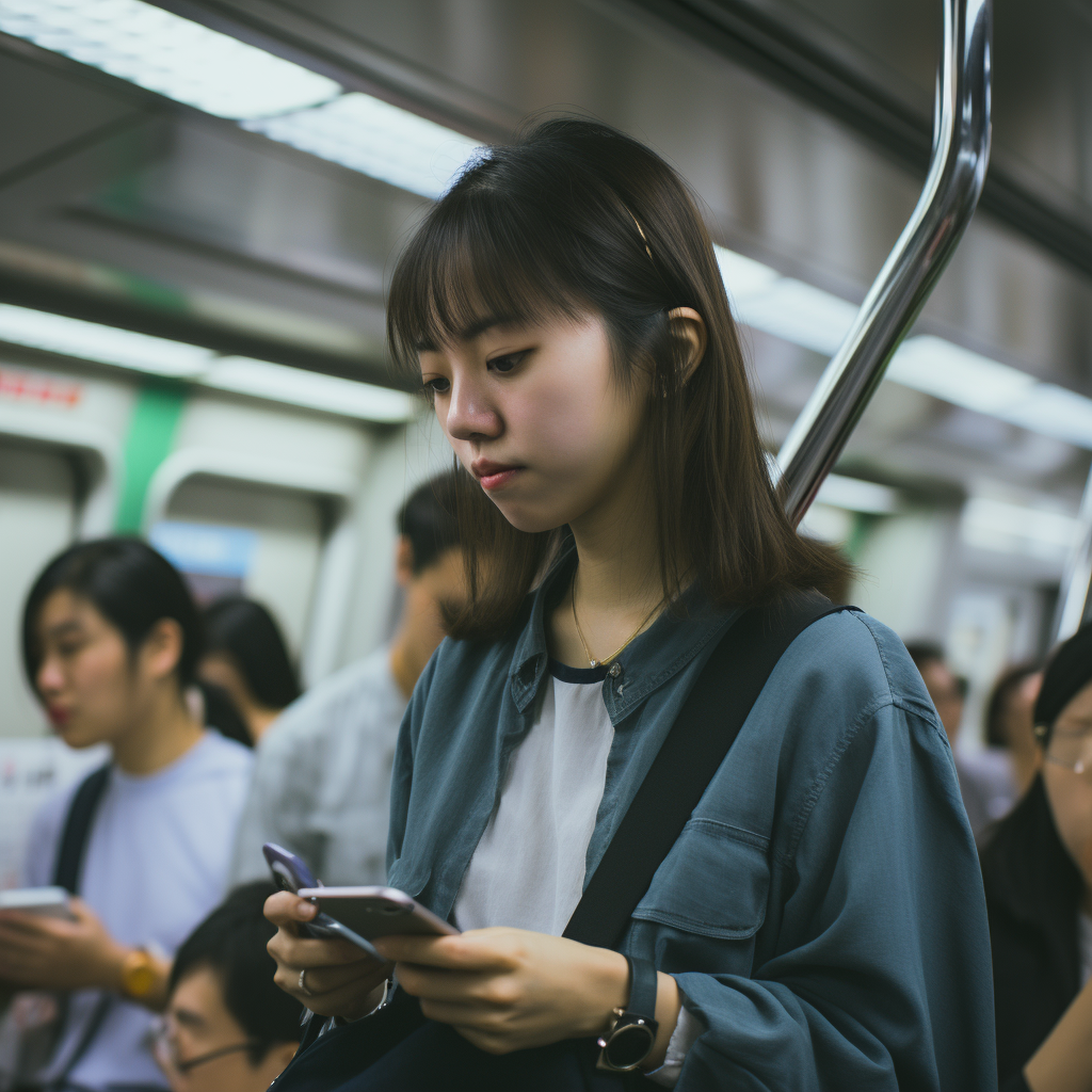 Asian lady not checking her phone