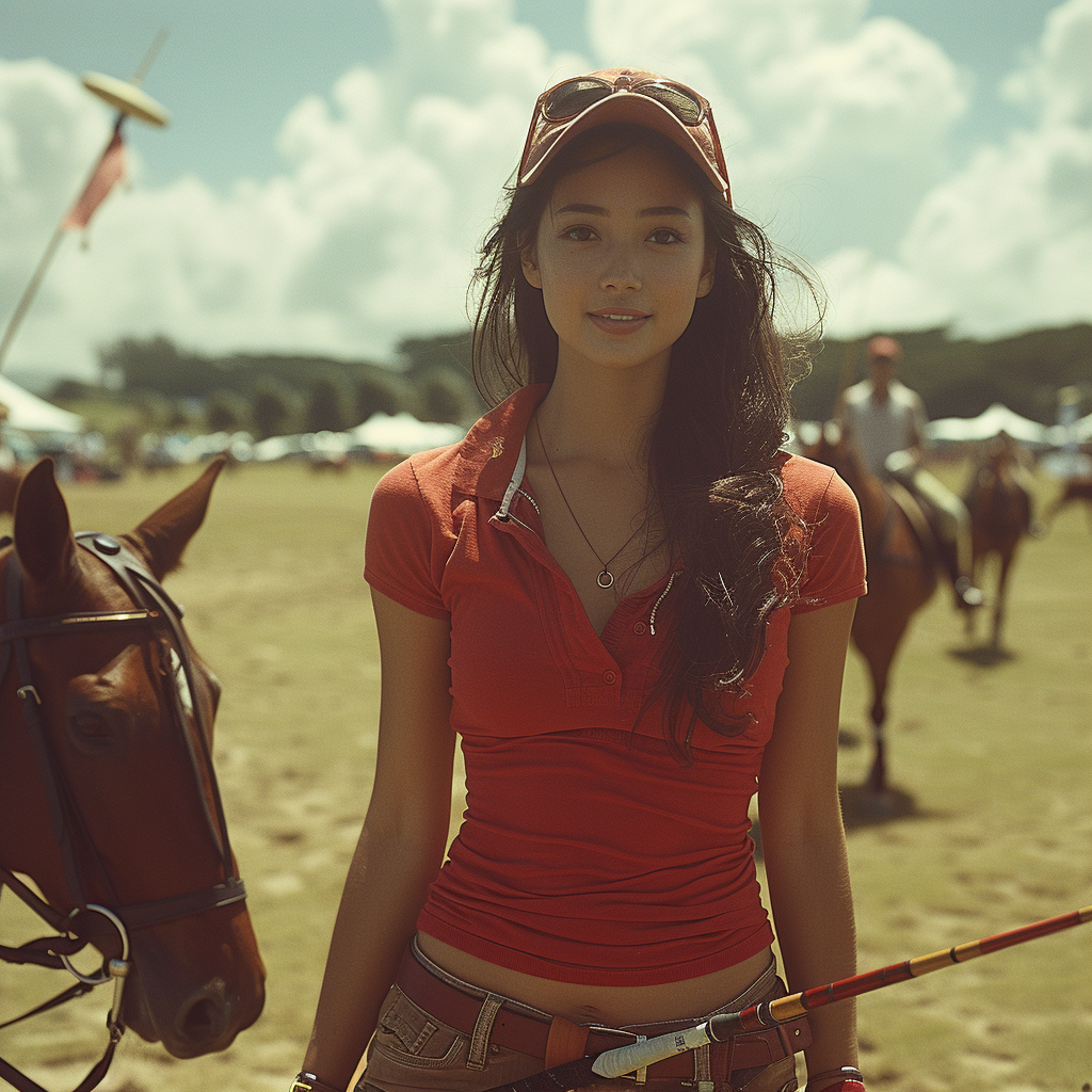 Asian woman playing polo