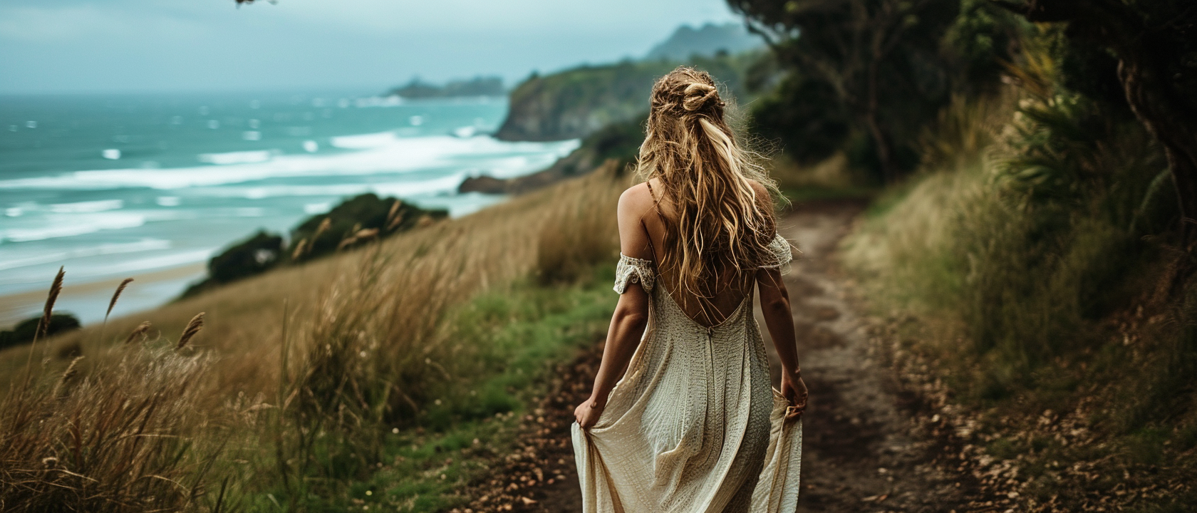 The Beautiful Woman on the Beach Path