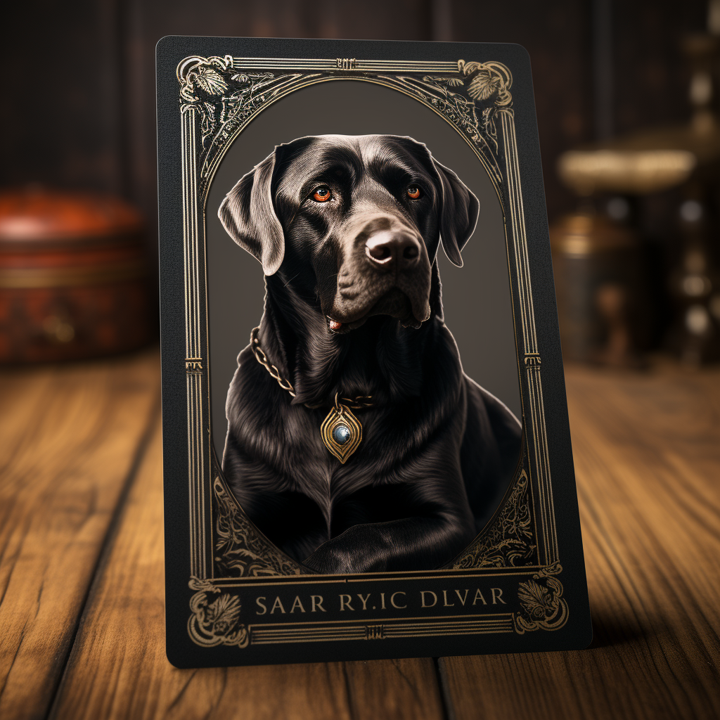 Tarot card of a black Labrador