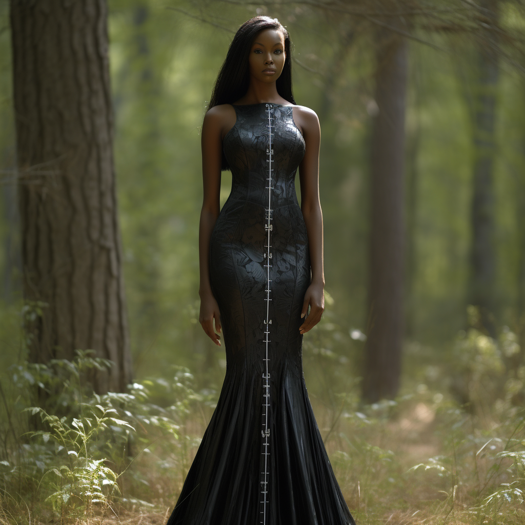 Beautiful black woman with long torso