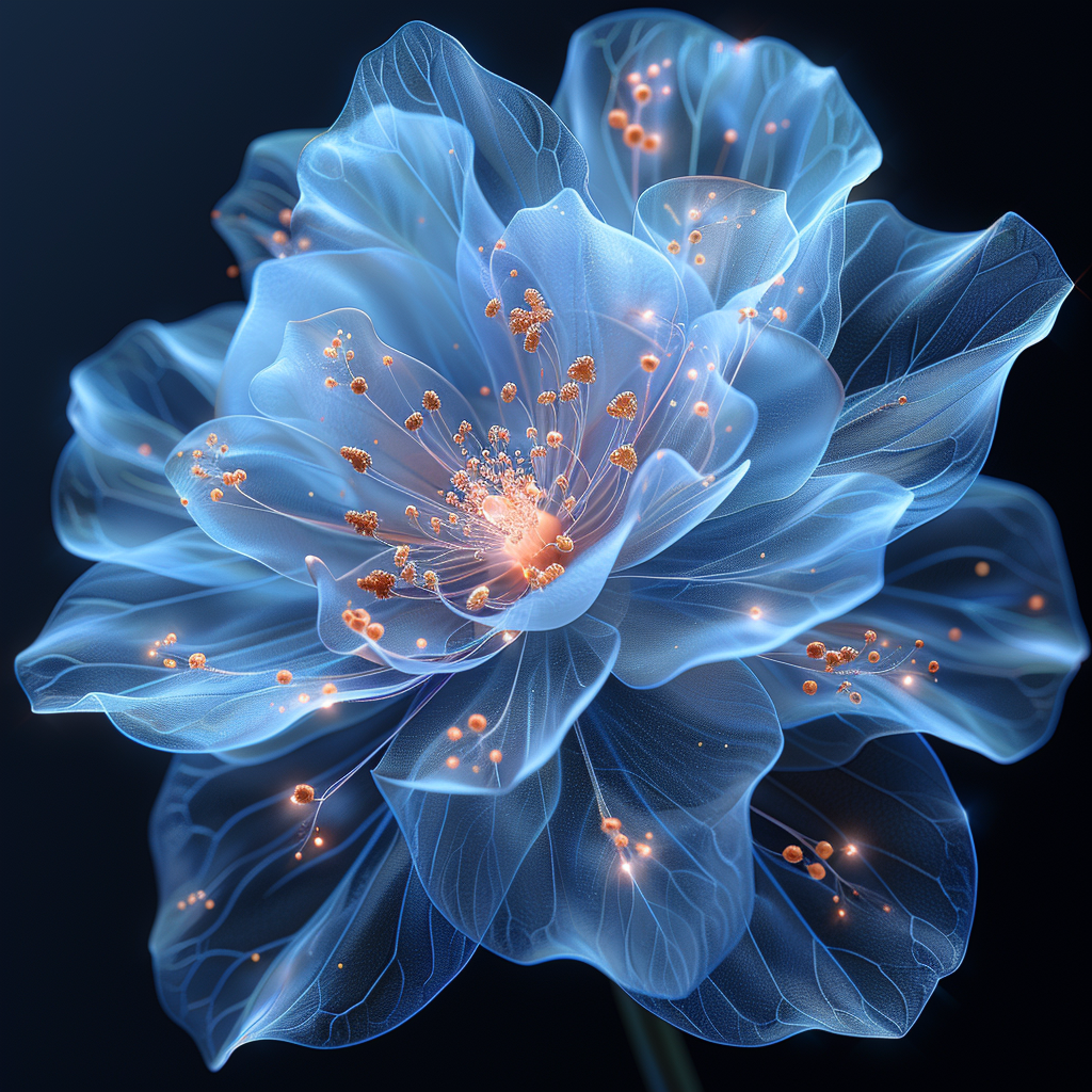 Blue Flower Vector Petals Dark Background