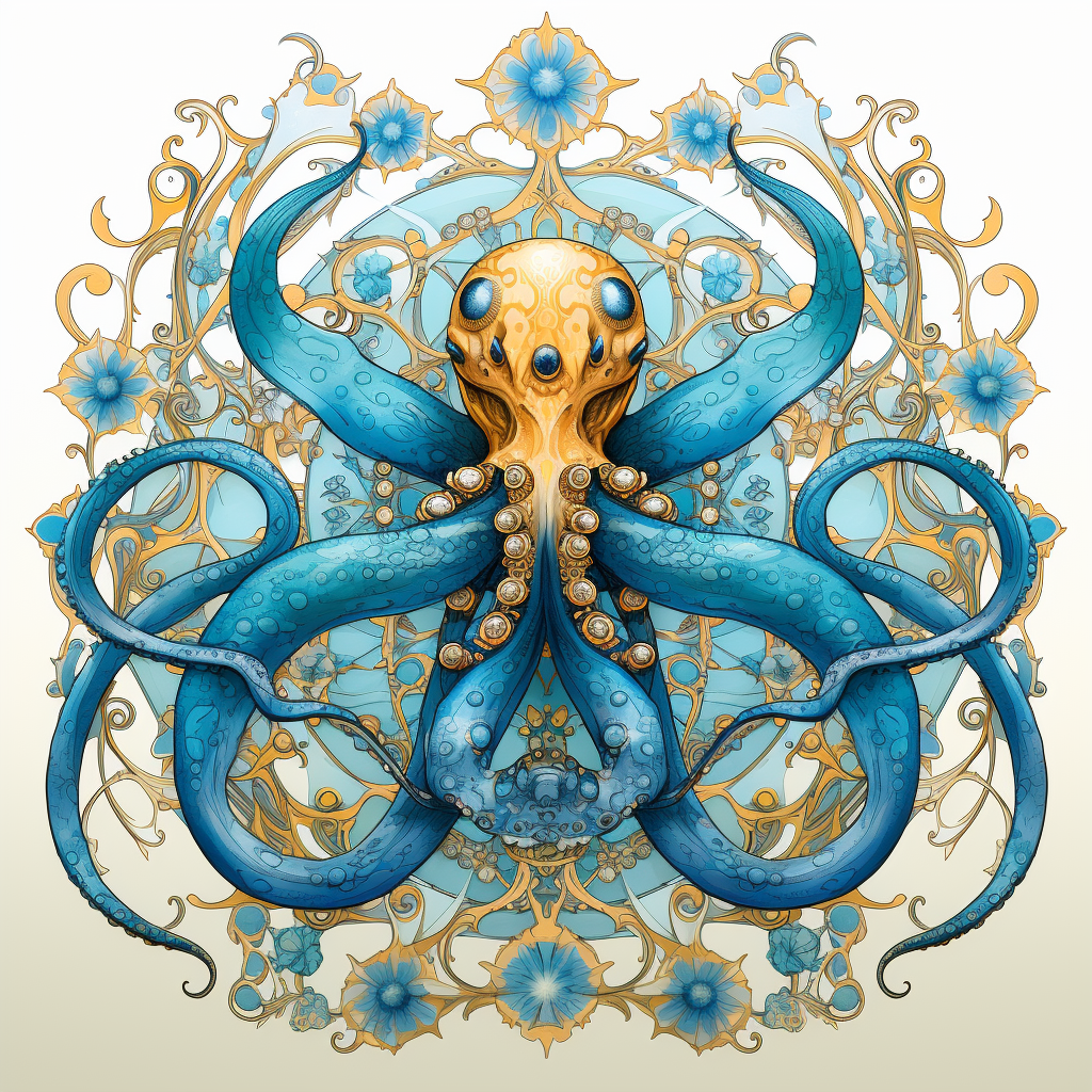 Illustration of a beautiful blue ringed octopus