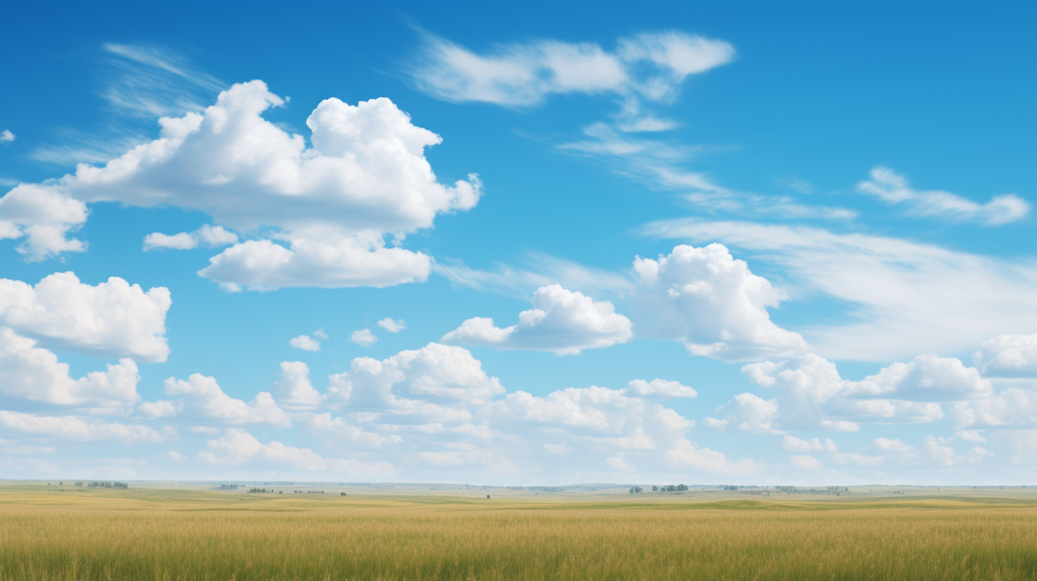 Scenic blue sky and cloud formation over a prairie