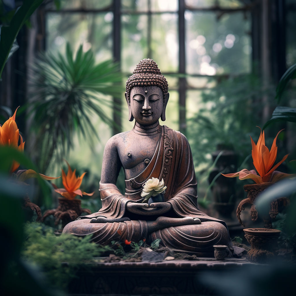 Serene Buddha statue in tranquil temple