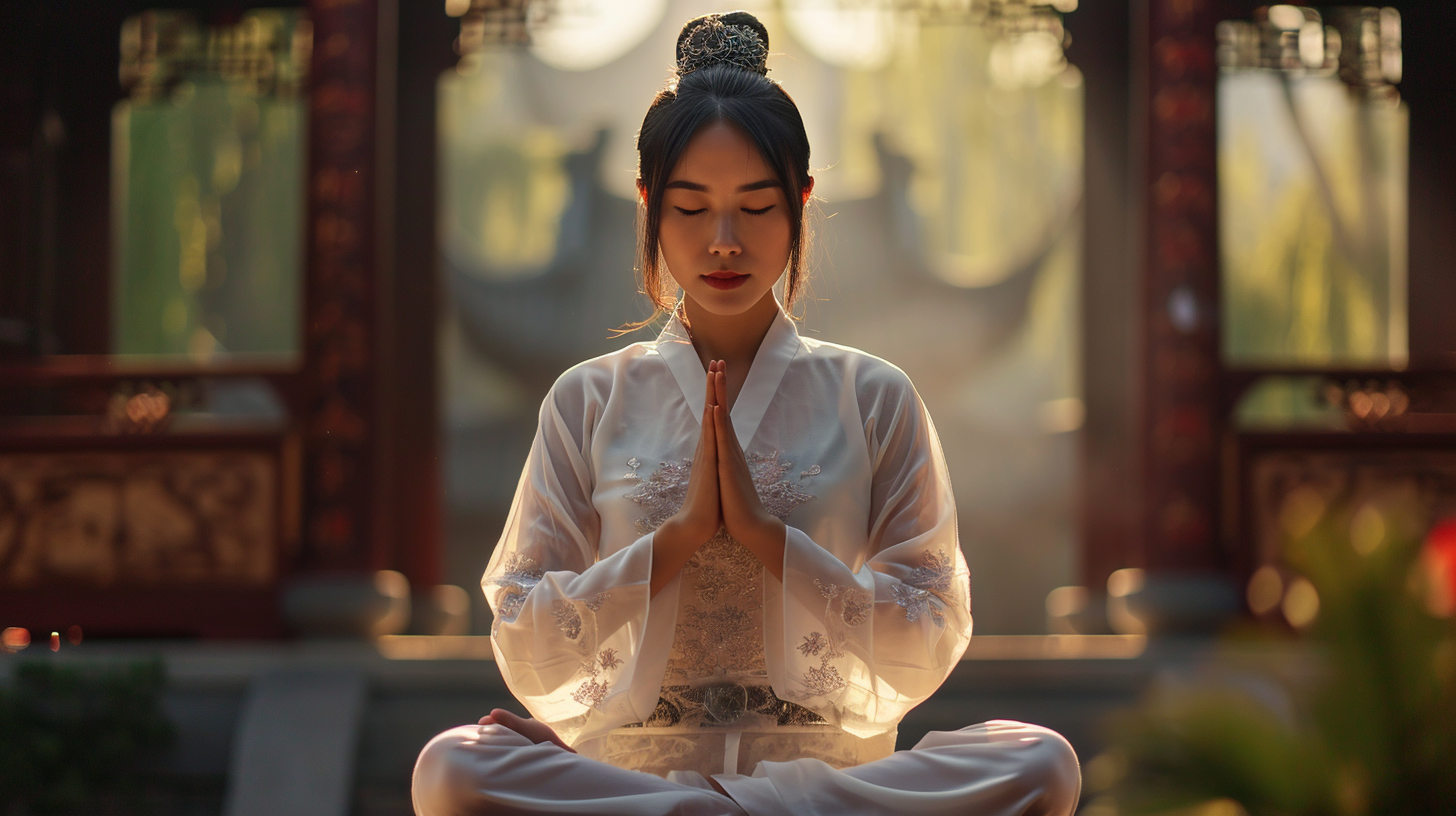 Beautiful Chinese Woman Meditating