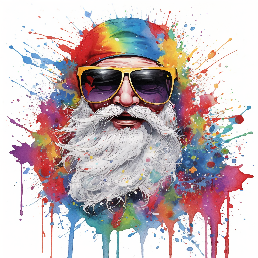 Colorful Santa Claus painting with beautiful brushwork