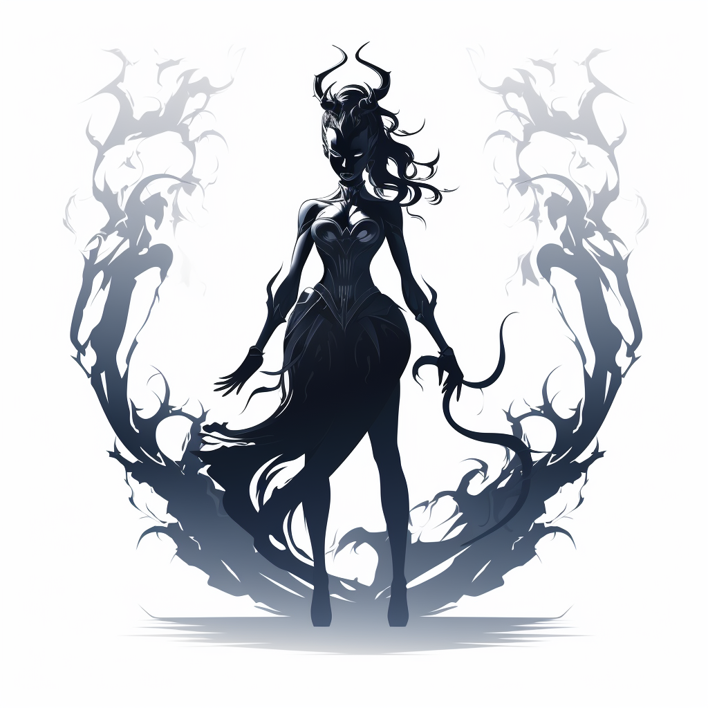 Vector silhouette of beautiful demon queen