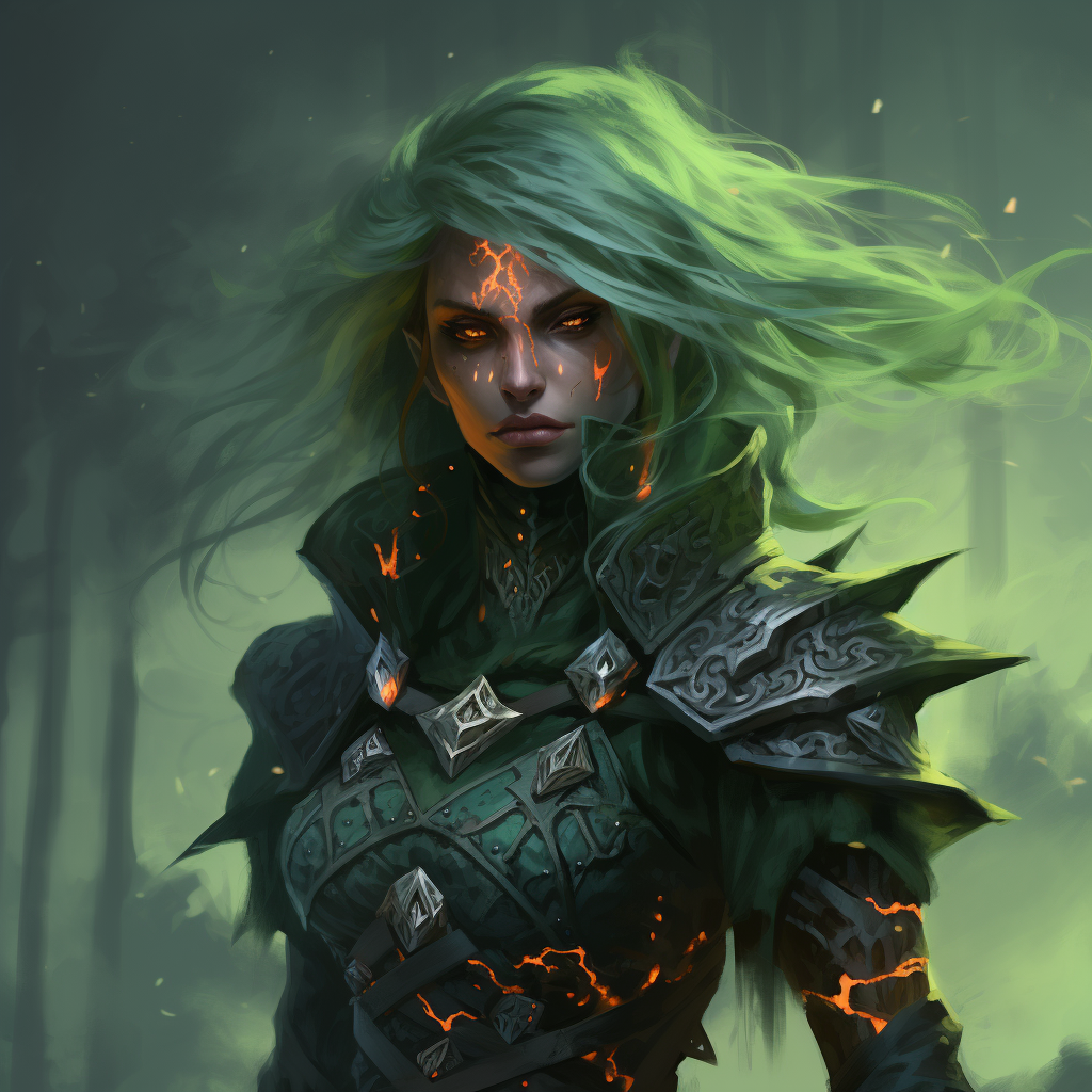 Stunning elf woman with elemental abilities