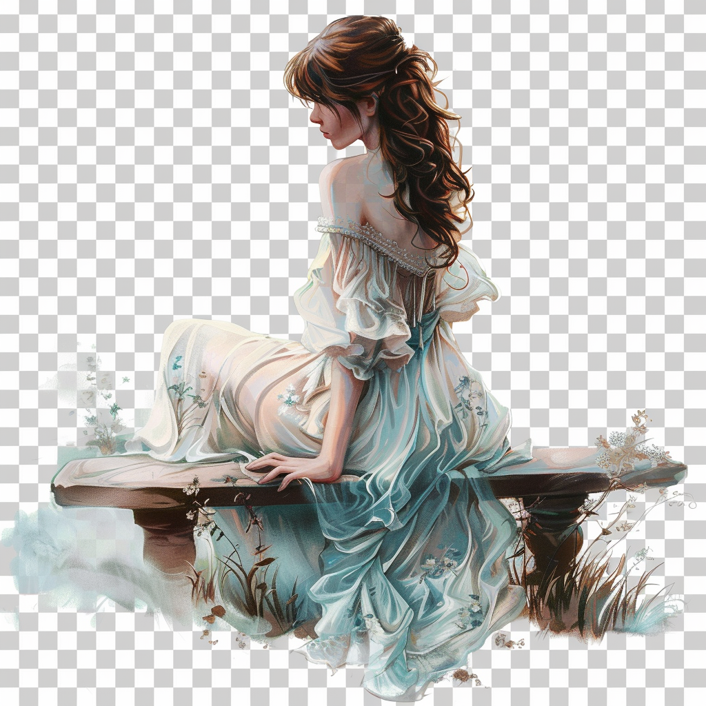 Beautiful ethereal woman on bench