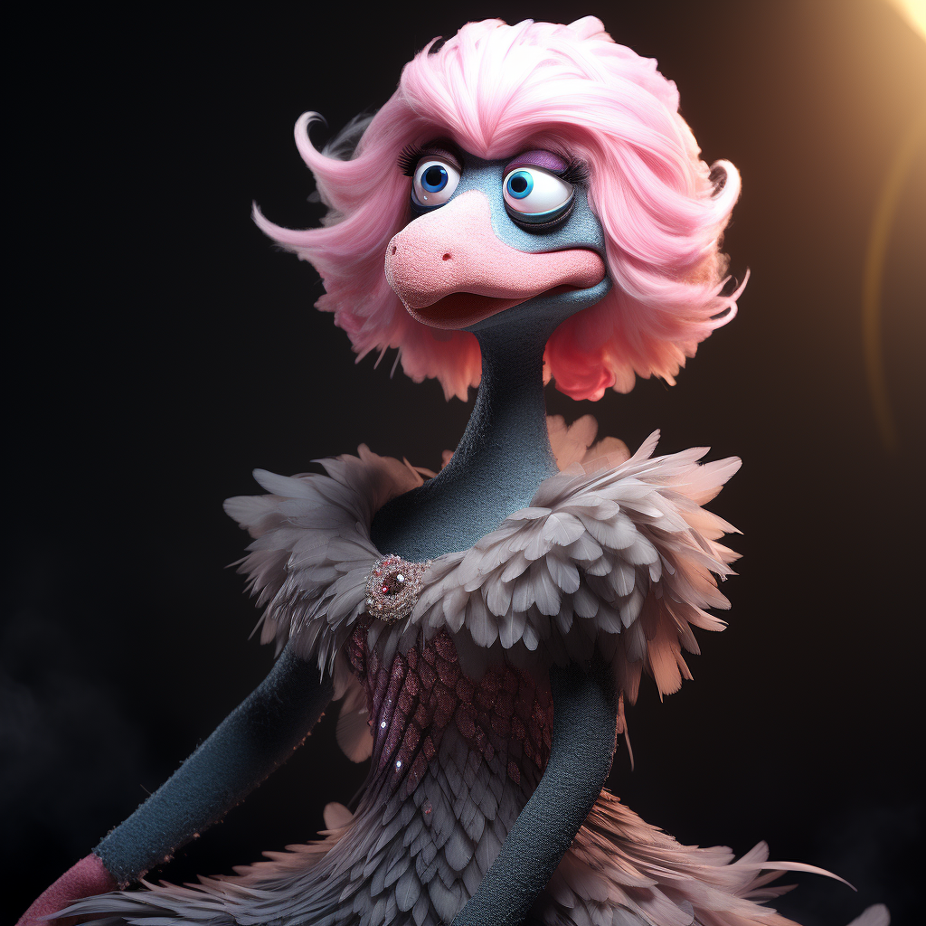 Female fashion designer muppet with creative character design