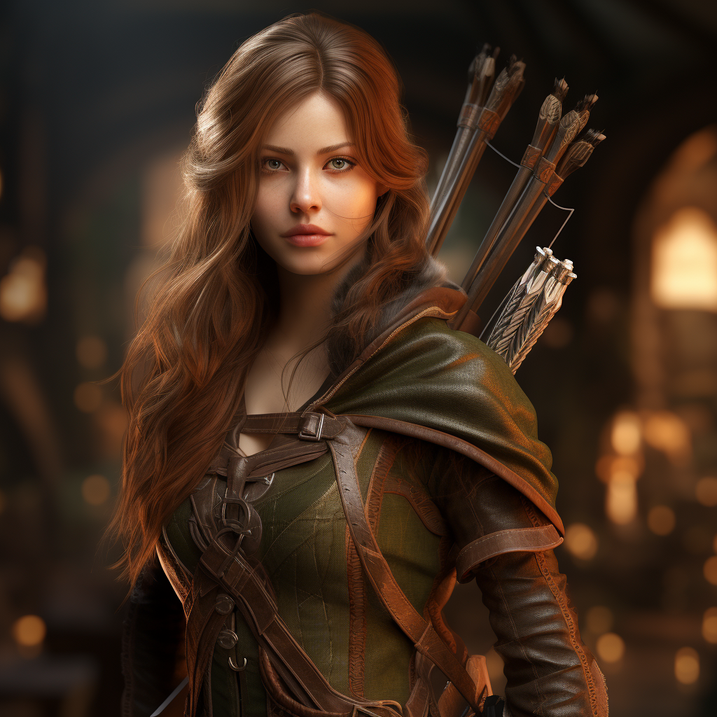 Beautiful female archer with bow