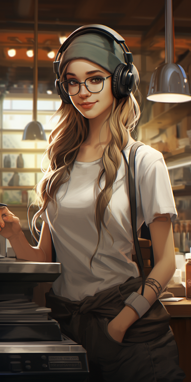 Beautiful coffee barista serving customers