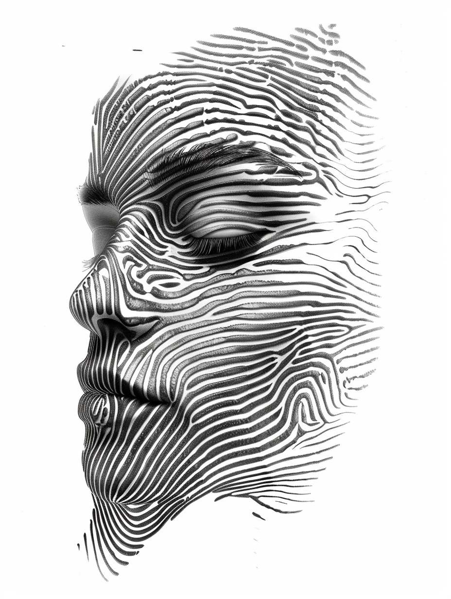 Female face fingerprints 3D design