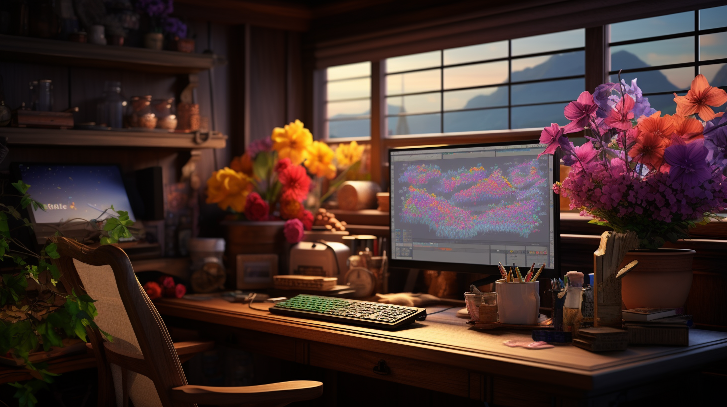 Beautiful flowers and trading charts in Dragon Quest