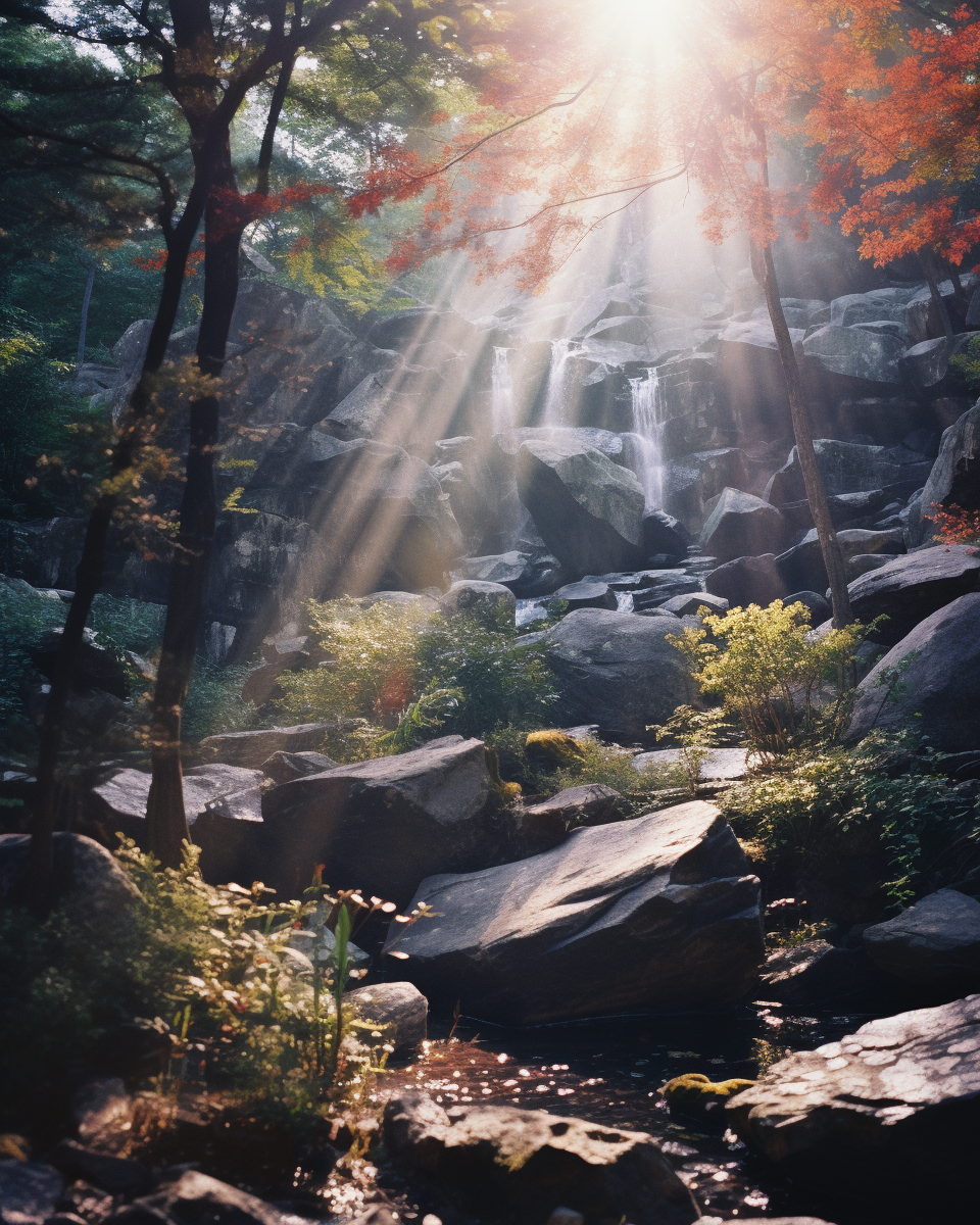 Serene forest scene with wildlife