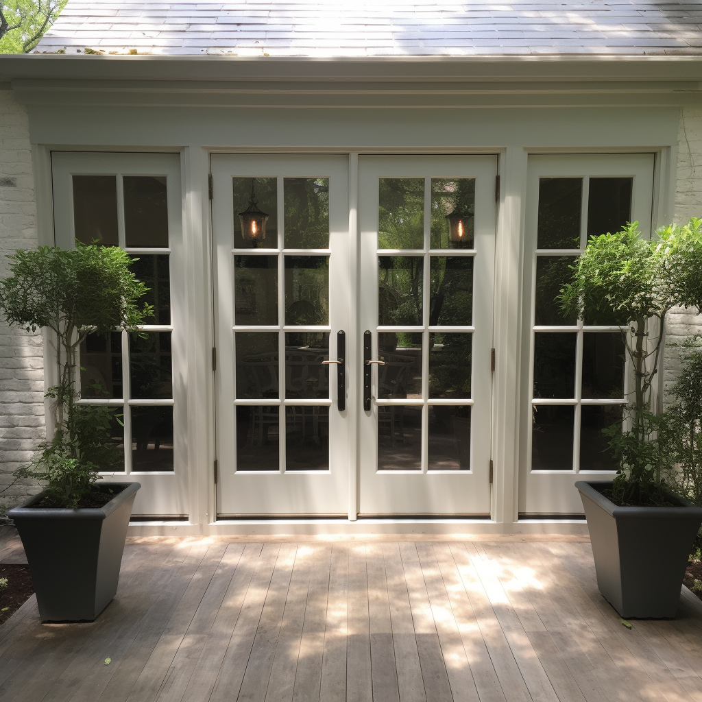 Stylish and Elegant French Doors with Sidelites and Transom