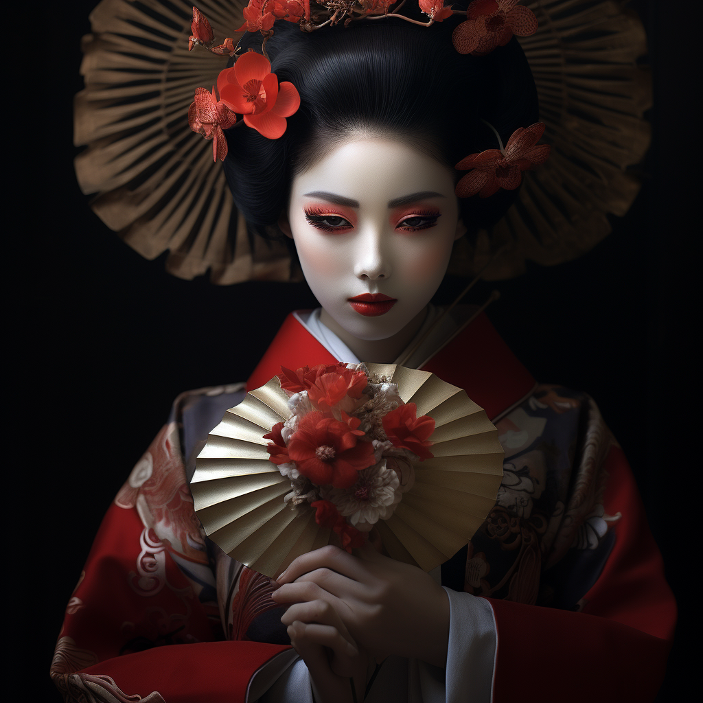 Geisha with Hanya Mask in stunning detail